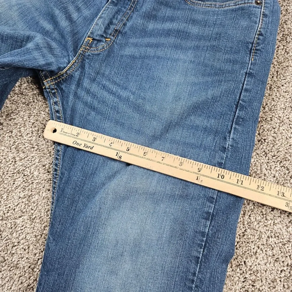 Levis 505 Jeans Mens 33x27 Blue Denim Regular Straight Stretch Distressed Grunge